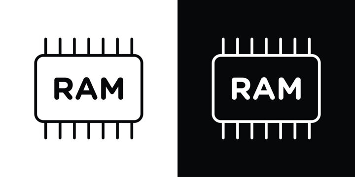 Memory icon. linear symbols in black and white