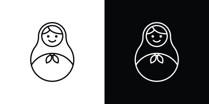 Nesting dolls icon. linear symbols in black and white