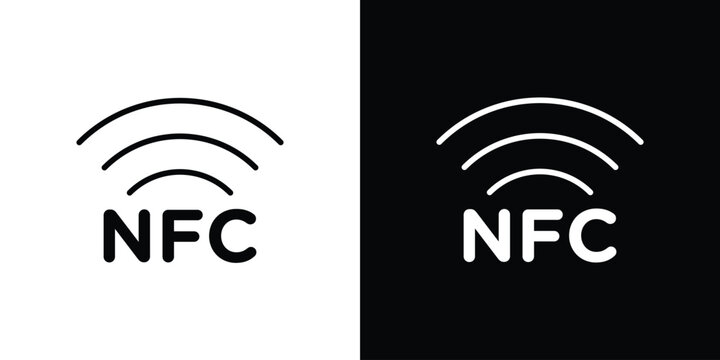 NFC icon. linear symbols in black and white