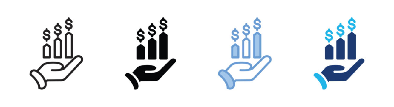 Profitability icon set multiple style collection
