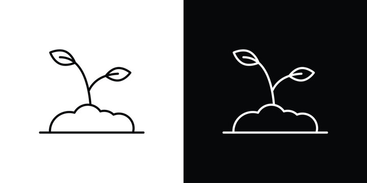 Seedling icon. linear symbols in black and white
