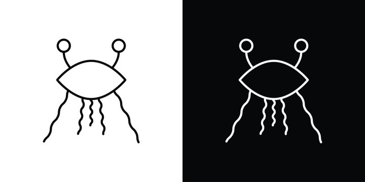 Spaghetti Monster Flying icon. linear symbols in black and white