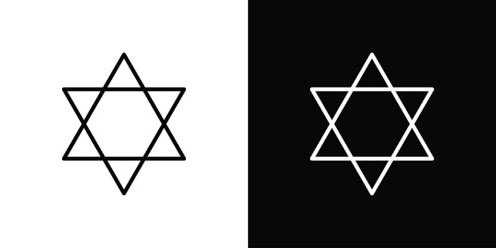 Star of David icon. linear symbols in black and white