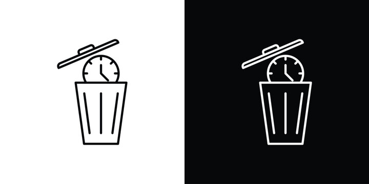 Time waste icon. linear symbols in black and white