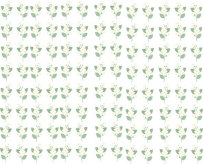 Fototapeta premium Delicate jasmine flowers and green leaves seamless pattern on white background