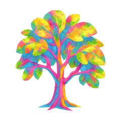 Fototapeta premium PNG Vibrant multicolored tree illustration.