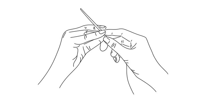Close up of two hands holding a toothpick, preparing to pick something