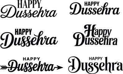Fototapeta premium Happy Dussehra Festival Typography Vector Lettering Collection