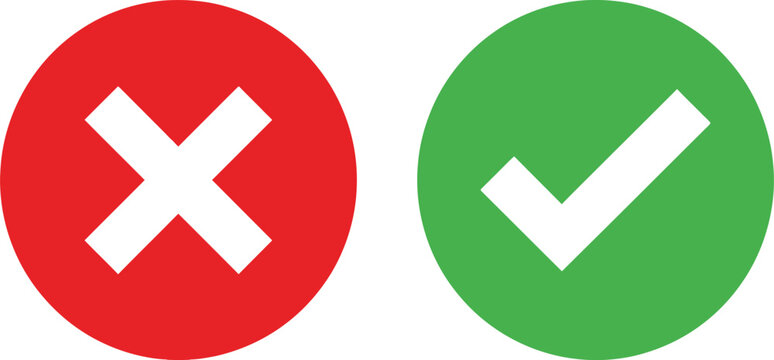 Red cross and green check mark icons representing right and wrong choices