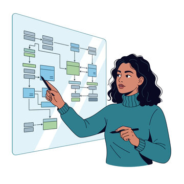 Female Software Architect Explaining Cloud Storage Partition