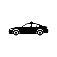 Fototapeta premium Black Sedan Taxi Silhouette on White Background with Rooftop Light for Urban Transport Concepts