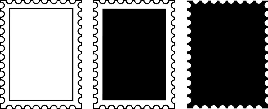 Postage Stamp Frames with Perforated Edges, Minimalist Design