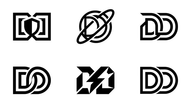 Collection of Six Creative Black and White DD Monogram Logos.