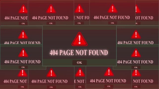 404 Page Not Found Alert Warning Error Window Pop-up Notification Box On Black Screen. Website error design icon, Error app development, and social media.