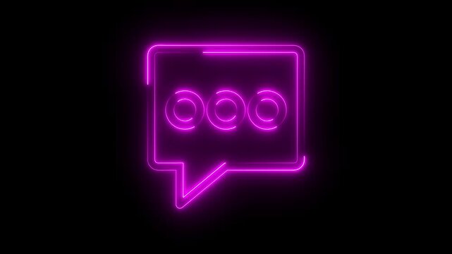 glowing, neon red and blue color bubble message box icon animation sign symbol on black background