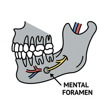 Detailed illustration of a human jawbone with teeth.