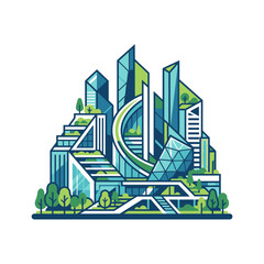Fototapeta premium Sustainable green futuristic skyscraper with vertical urban gardens.