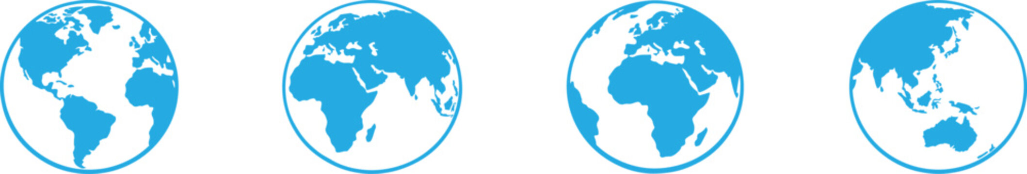 3D globes with world maps collection, detailed vector EPS design for global communication themes