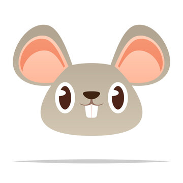 Cartoon mouse face vector isolated illustration