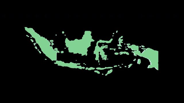 Indonesia green 3D map spin perfect 10 second loop black background