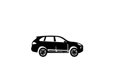 Fototapeta premium Black SUV, silhouette car, vehicle icon, automotive symbol, transportation illustration