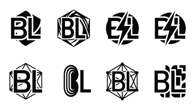 Collection of modern BL and EZ monogram logo designs.