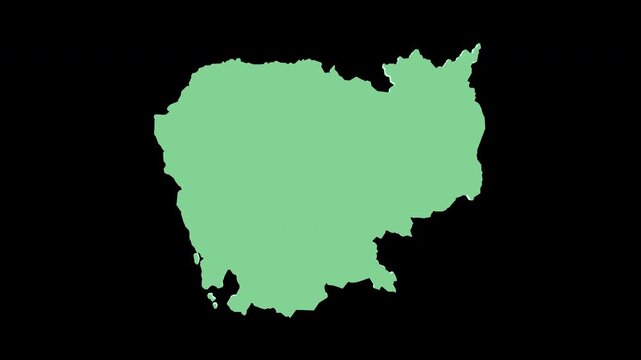 Cambodia green 3D map spin perfect 10 second loop black background
