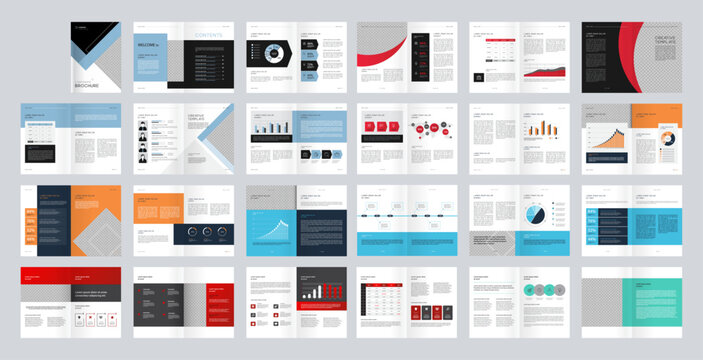 set template layout design with cover page and graph, chart,  infographic element for company profile, business annual report, Corporate brochures, presentations. vector a4 size scale for editable.
