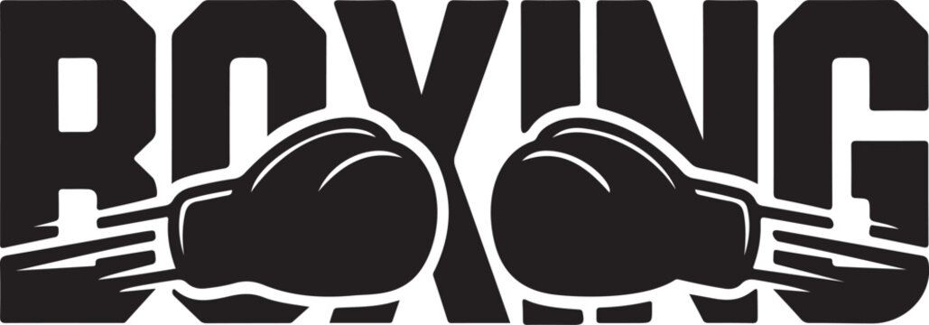 Athletic Boxing Gloves Typography Vector