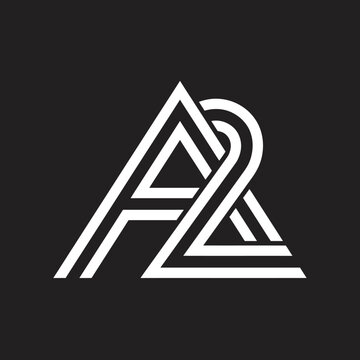 Geometric A2 monogram logo with parallel white lines.