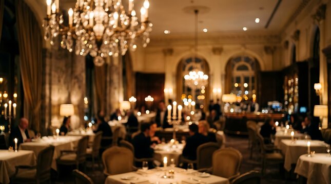 Elegant restaurant dining room interior.