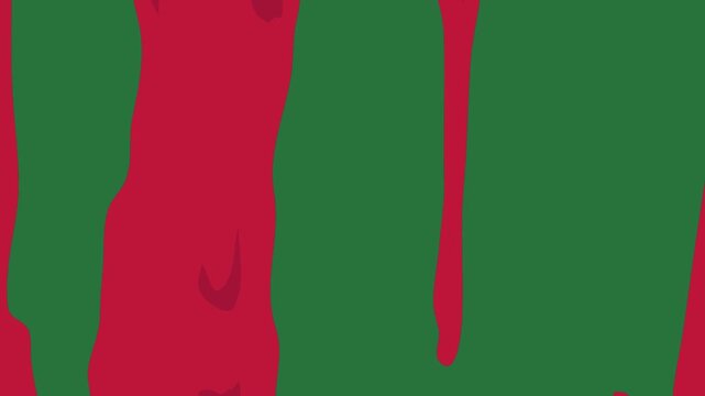 White border and an image of red flower stem striped isolated on green screen background
