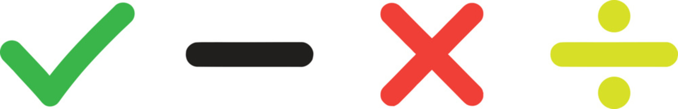 Mathematical operation signs vector illustration for addition subtraction multiplication.