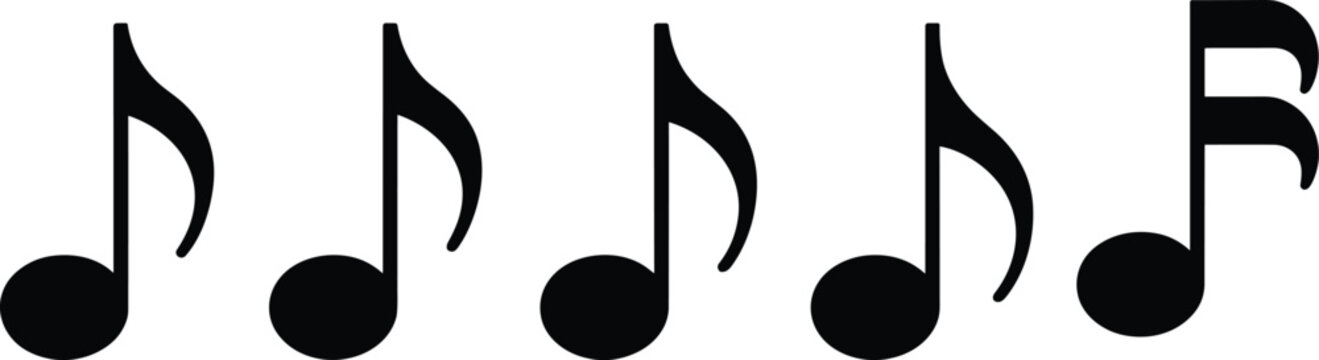 Music note icon set with black flat eighth note and sixteenth note vectors for musical audio designMusic note icon set with black flat eighth note and sixteenth note vectors for musical audio design