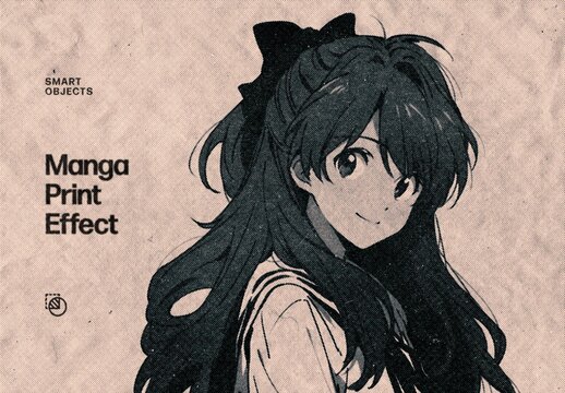 Manga Print Photo Effect For Poster And Print Design