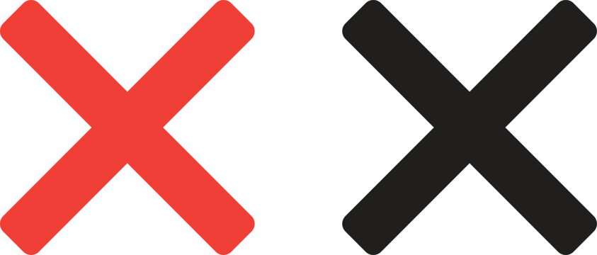 Two color red and black cross vector illustration design for close or delete symbol.