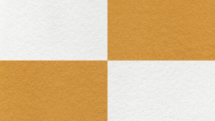 Fototapeta premium White and mustard checkered paper texture background with four sections and copy space. Geometric template with blocks