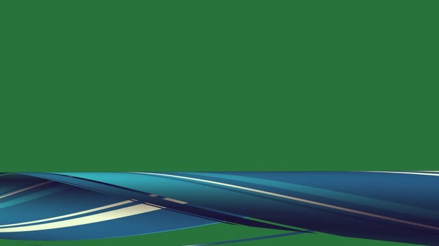 White border and paper airplane blue flower lines wave isolated on green screen background
