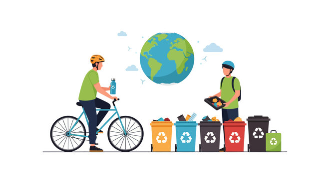 People recycling and caring for the planet Earth.