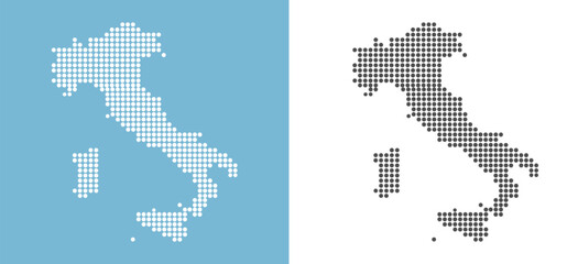 Italy map dotted vector set with white and black halftone dot pattern design for travel poster banner background social media post infographic geography presentation illustration  © Ahmed