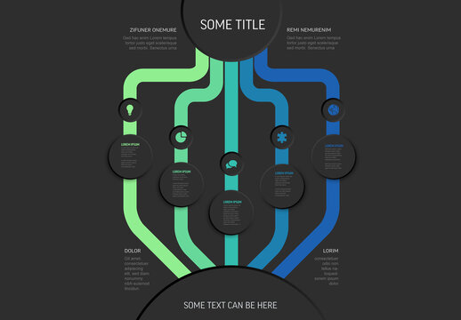 Modern Business Infographic Template with Dark Background and Colorful Paths