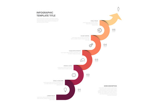 Business Infographic Template With Five Step Progress Arrow