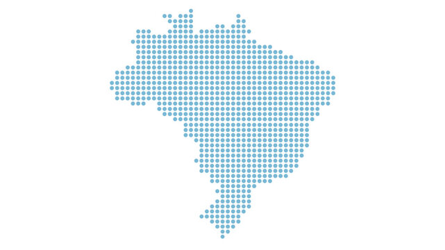 Brazil map dotted vector template with blue halftone dot pattern design for travel poster banner background social media post infographic and geography presentation illustration

