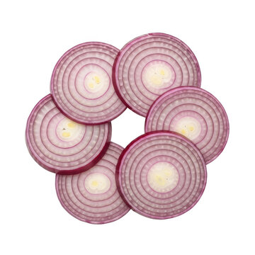 Purple spiral onion slices arranged in a circular pattern