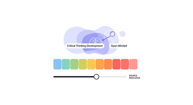 Abstract illustration of critical thinking process with nested circles and colorful blocks