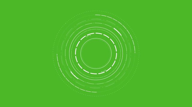 Futuristic White Circular HUD Interface on Green Screen Motion Loop