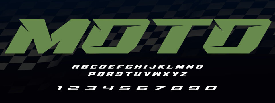 Moto Motocross Font Vector &mdash; MX Racing Dirt Typography Lettering, Bold Offroad Display Alphabet