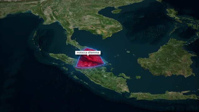 Malacca Dilemma Map Zoom Animation Red Highlight 4K