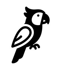 Minimalist graphic icon of a cockatoo parrot side profile with cockatoo silhouette wildlife © bonna7173