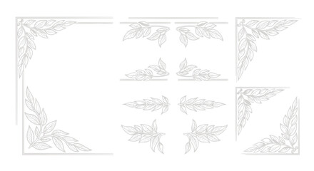 Obraz premium Elegant Leafy Ornaments and Corner Flourishes - Decorative Elements